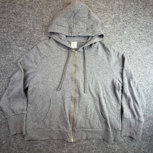 Cielo Zip Up Hoodie Women XL Gray Cotton Blend Fleece Long Sleeve Sweatshirt